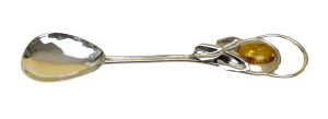 Srebrna łyżeczka z bursztynem bałtyckim