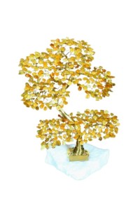 Drzewko szczęścia duże  bursztynowe koloru żółto-mlecznego