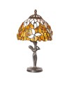 Lampa Witrażowa Zdobiona Bursztynem o Średnicy Klosza 18 cm