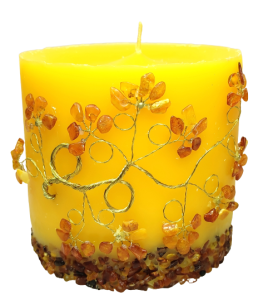 Świeca bursztynowa duża o wysokości 12 cm