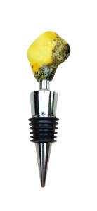 Ozdobna zatyczka do wina zdobiona bursztynem