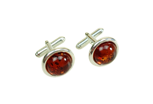 Spinki do Mankietów Koszuli Wykonane z Bursztynu i Srebra