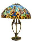 Lampa bursztynowa ze szkłem witrażowym o średnicy klosza 40 cm