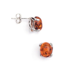 Srebrne kolczyki z bursztynem SARA