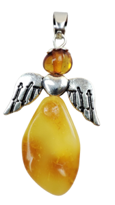 Wisiorek Aniołek z bursztynami