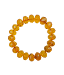 Bransoletka bursztynowa na gumce  fasetowane koniakowe bursztyny