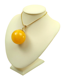 Wisiorek Duża Kulka Z Naturalnego Bursztynu Bałtyckiego