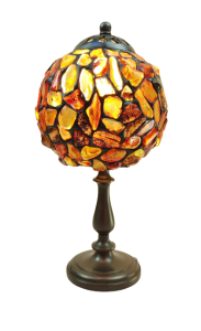 Lampa witrażowa  z  bursztynu kulka o średnicy klosza 16 cm
