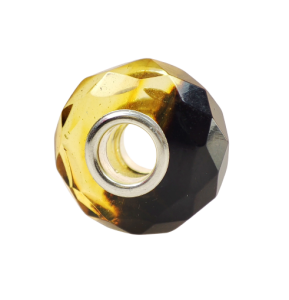 Charms Koralik z Naturalnego Bursztynu Bałtyckiego Fasetowany Dwukolorowy