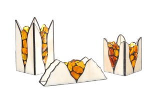 Zestaw Bursztynowo-Witrażowy Biały