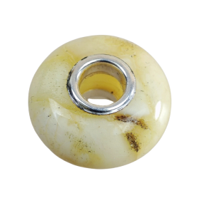 Charms Koralik  Z Naturalnego Bursztynu Bałtyckiego Biały 