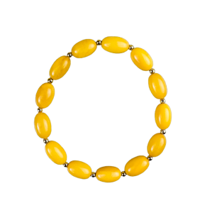 Bransoletka bursztynowa  żółty bursztyn bałtycki i złote kuleczki