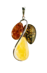Bursztynowa zawieszka oprawiona w srebro 