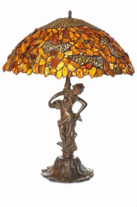 Lampa Witrażowa z Bursztynem o Średnicy Klosza 50 cm