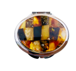 Pojemnik z Lusterkiem Zdobiony Bursztynem  