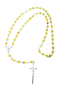 Różaniec Srebrny z  Żółtym Bursztynem Bałtyckim
