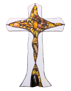 Krzyż Bursztynowy Bardzo Duży do Zawieszenia na Ścianie