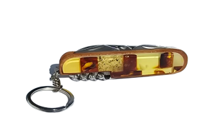 Scyzoryk zdobiony bursztynem bałtyckim 