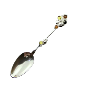 Łyżeczka srebrna z bursztynem bałtyckim  