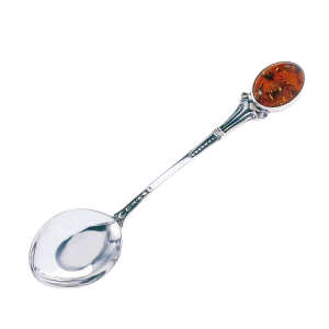 Srebrna łyżeczka z bursztynem bałtyckim  