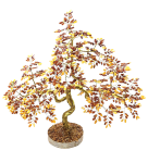 Drzewko bursztynowe bardzo duże  1000 listków na drewnianej podstawie