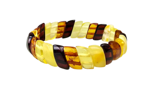 Bransoletka bursztynowa różnokolorowa na gumce 