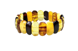 Bransoletka  bursztynowa wielokolorowa na gumce