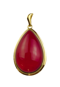 Wisiorek z czerwonym bursztynem Love