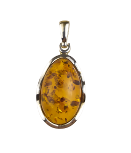 Wisiorek z bursztynem w falującej oprawie srebrnej