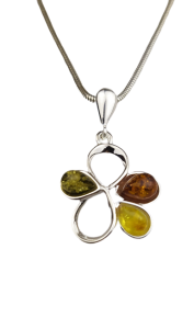 Srebrny wisiorek z bursztynami Wiki